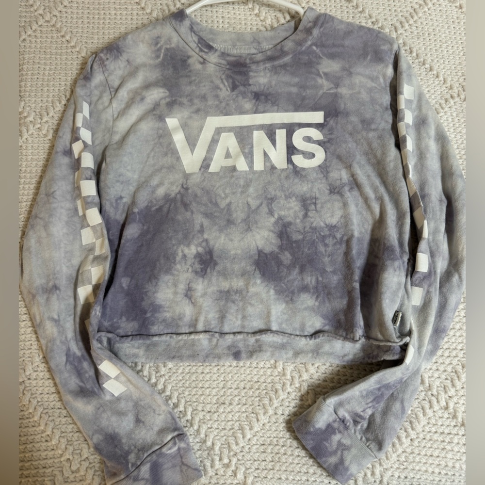 small Vans purple & grey cropped long sleeve tee shirt